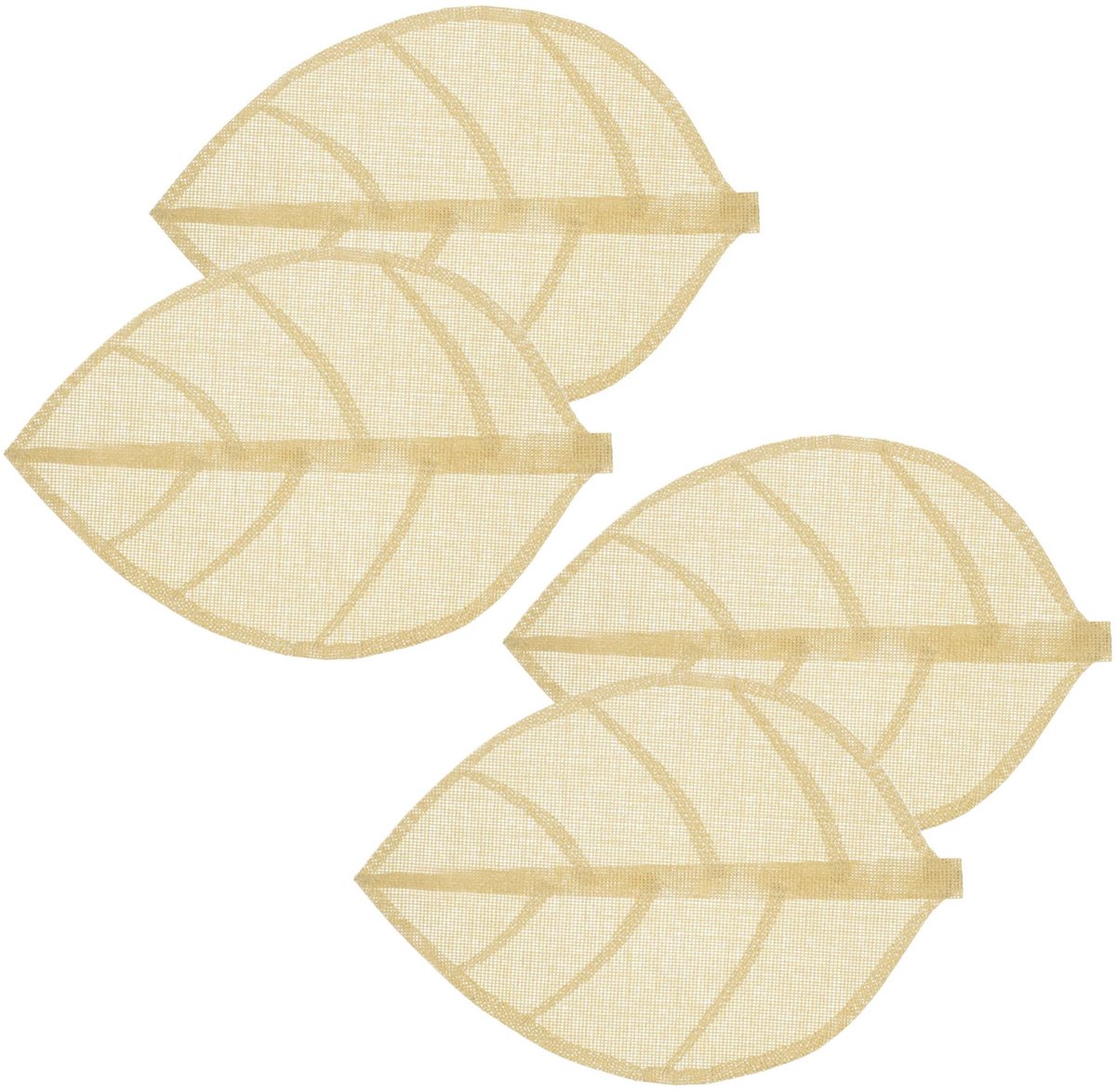 Secret de Gourmet Placemat Leaf - 8x - beige - ovaal - 50 x 33 cm - Decoratief - BBQ - Tropical