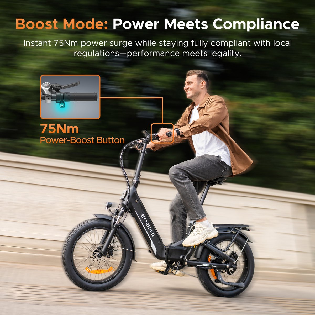 ENGWE L20 3.0 Boost Elektrische fiets - Actieradius 135km - Verwijderbare batterij 48V13.5Ah - Motor 250W - Shimano 7 versnellingen - Hydraulische schijfremmen - 20 Inch Commuter E-Bike - Fatbike - Zwart - afbeelding 2