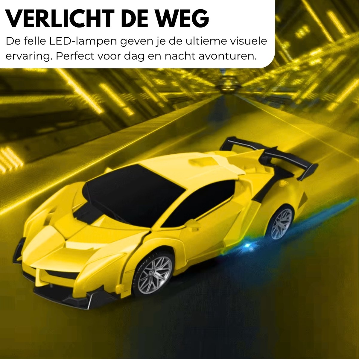 Boncy® Bestuurbare RC Auto - Transformerende Lambo Geel - Jongens Meisje Volwassenen - Robot Speelgoed Binnen & Buiten - Afstandbestuurbaar Race Drift Car - Afstandsbestuurbaar Raceauto Accu Stuntauto - Bestuurbaar Elektrisch Autos Afstandsbediening — afbeelding 6