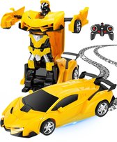 Boncy® Bestuurbare RC Auto - Transformerende Lambo Geel - Jongens Meisje Volwassenen - Robot Speelgoed Binnen & Buiten - Afstandbestuurbaar Race Drift Car - Afstandsbestuurbaar Raceauto Accu Stuntauto - Bestuurbaar Elektrisch Autos Afstandsbediening