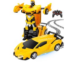 Boncy® Bestuurbare RC Auto - Transformerende Lambo Geel - Jongens Meisje Volwassenen - Robot Speelgoed Binnen & Buiten - Afstandbestuurbaar Race Drift Car - Afstandsbestuurbaar Raceauto Accu Stuntauto - Bestuurbaar Elektrisch Autos Afstandsbediening