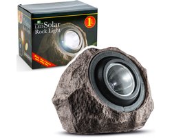 Garden of Eden - Solar Steen Grondspot LED - XL - Tuinverlichting / Sfeerverlichting - 20 x 12 x 16 cm - Rots Verlichting op Zonne-Energie - 1 stuk