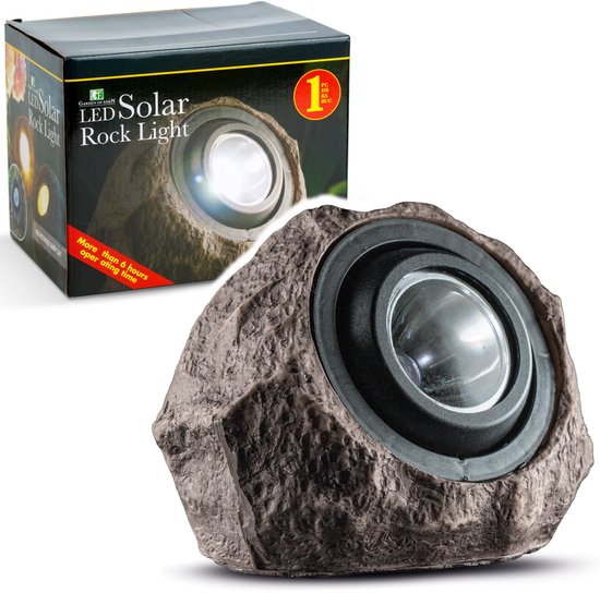 Garden of Eden - Solar Steen Grondspot LED - XL - Tuinverlichting / Sfeerverlichting - 20 x 12 x 16 cm - Rots Verlichting op Zonne-Energie - 1 stuk