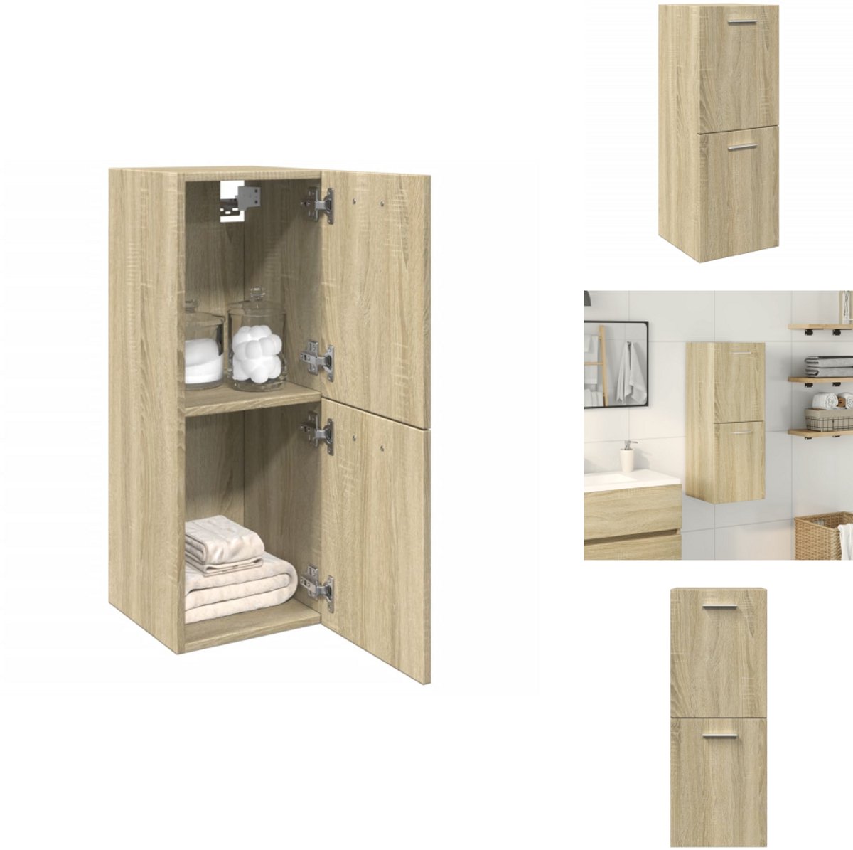 Badkamerkast 30x30x95 cm spaanplaat sonoma eikenkleurig kopen