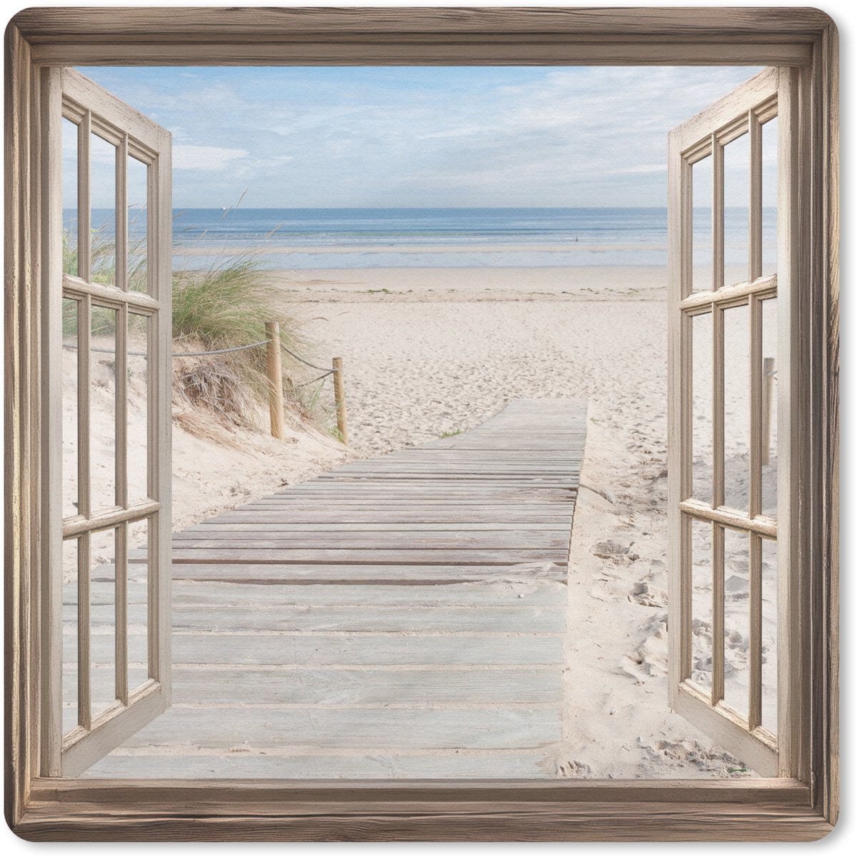 Muismat 20x20 cm - Mousepad Doorkijk - Strand - Duinen - Pad - Landschap - Muismatten