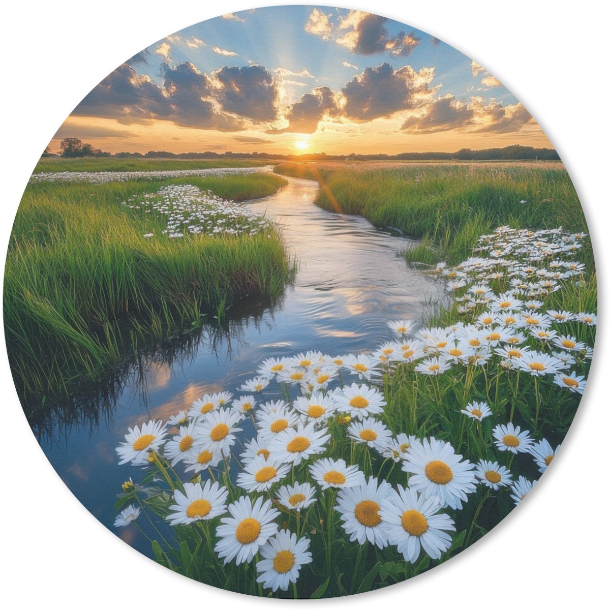 Muismat rond 30x30 cm - Mousepad Beekje - Landschap - Margriet - Ronde muismatten