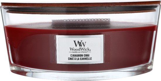 WoodWick Heartwick Flame Ellipse Geurkaars - Cinnamon Chai - 50 branduren