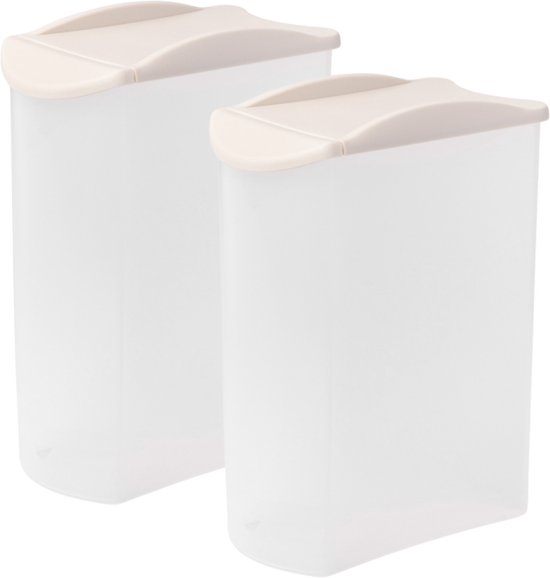 Set shaker - Boîtes de conservation - Boîte verseuse avec couvercle verrouillable - Sans BPA - Empilable - Wit - 2 x 2500 ml - 152 x 90 x 250 mm