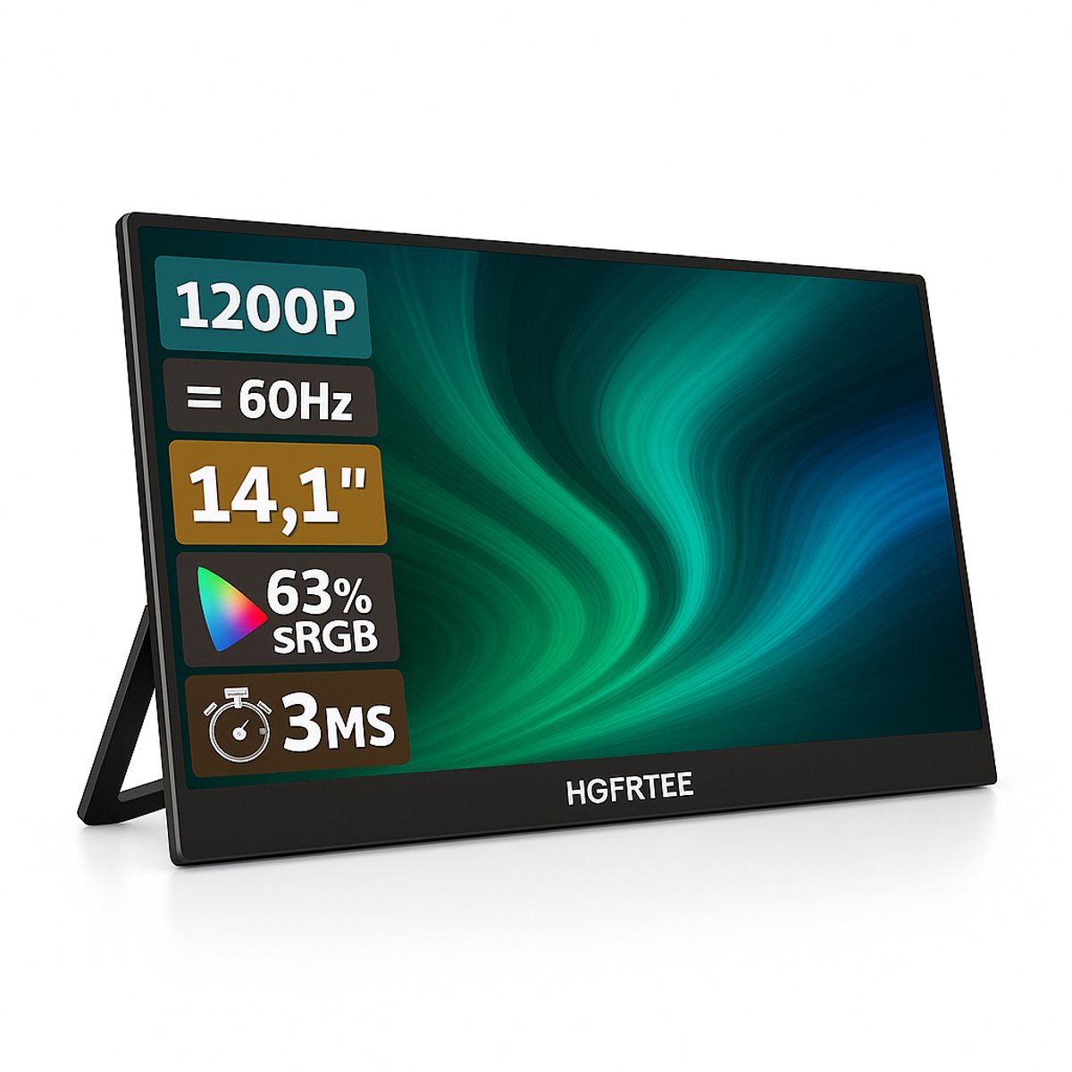 HGFRTEE 14,1 Inch Draagbare Monitor – Full HD 1080P – IPS-scherm – USB-C & HDMI – Ultradun en Lichtgewicht – Mobiel Tweede Scherm voor Laptop, PC, Smartphone, Console