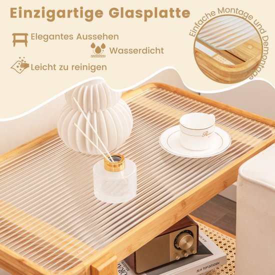 Table d'appoint COSTWAY, verre, 70,5 x 44 x 54,5 cm