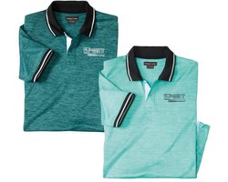 ATLAS FOR MEN - Set van 2 polo’s met gevlamd effect - Heren - Verkrijgbaar in grote maten - 5XL