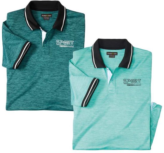 ATLAS FOR MEN - Set van 2 polo’s met gevlamd effect - Heren - Verkrijgbaar in grote maten - 5XL