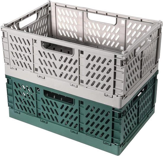 Pack of 2 Sturdy Folding Boxes 42 x 28 x 16 cm - Foldable Storage ...