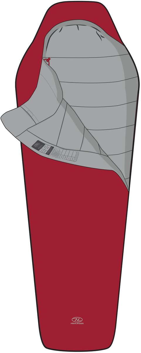 Highlander mummyslaapzak Zeta 100 Scarlet Red 10°C - Rood van Highlander — afbeelding 2