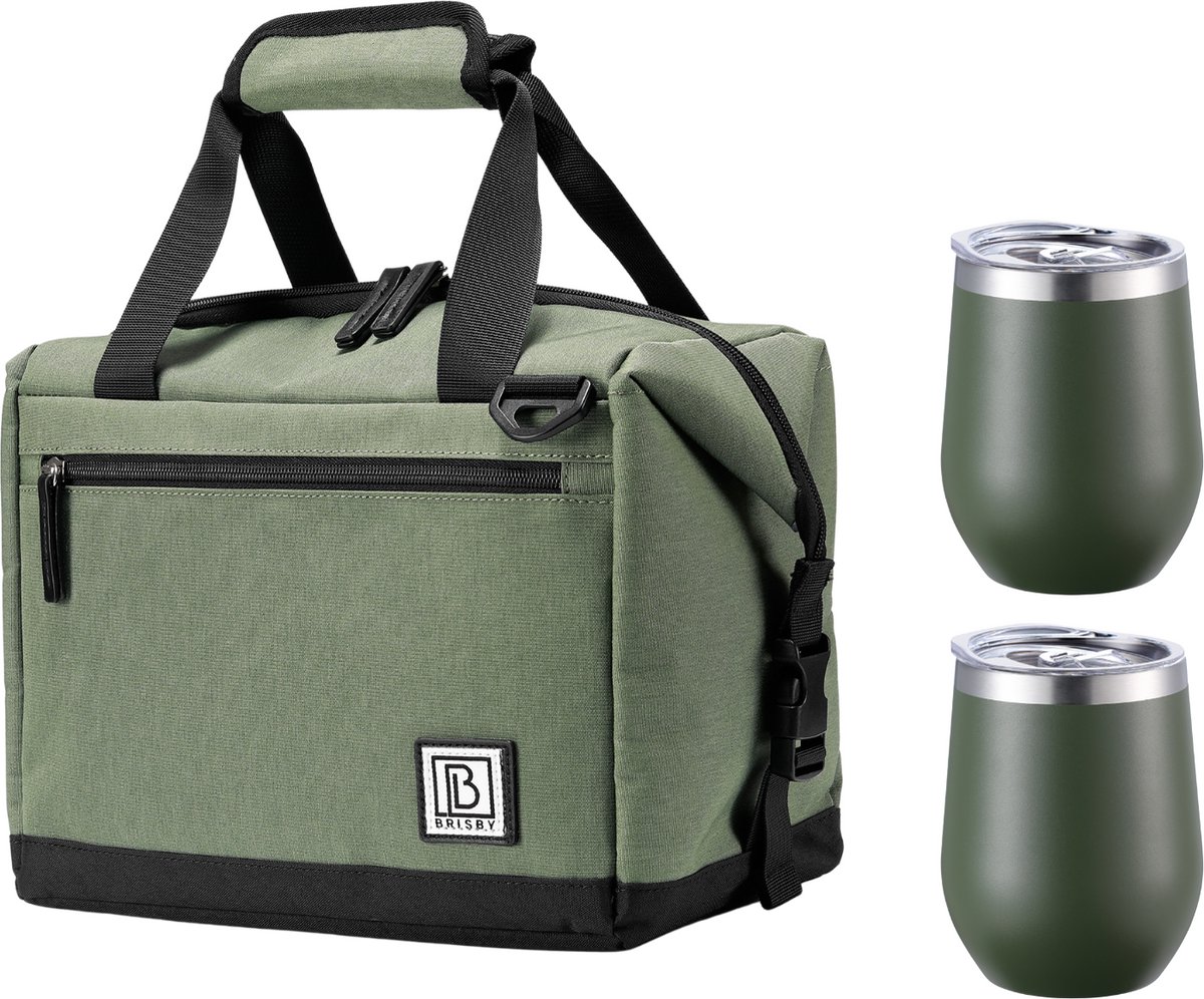 Brisby 12L Koeltas Groen + Brisby Thermosbeker Set Groen – Voor wie voorbereid op pad gaat