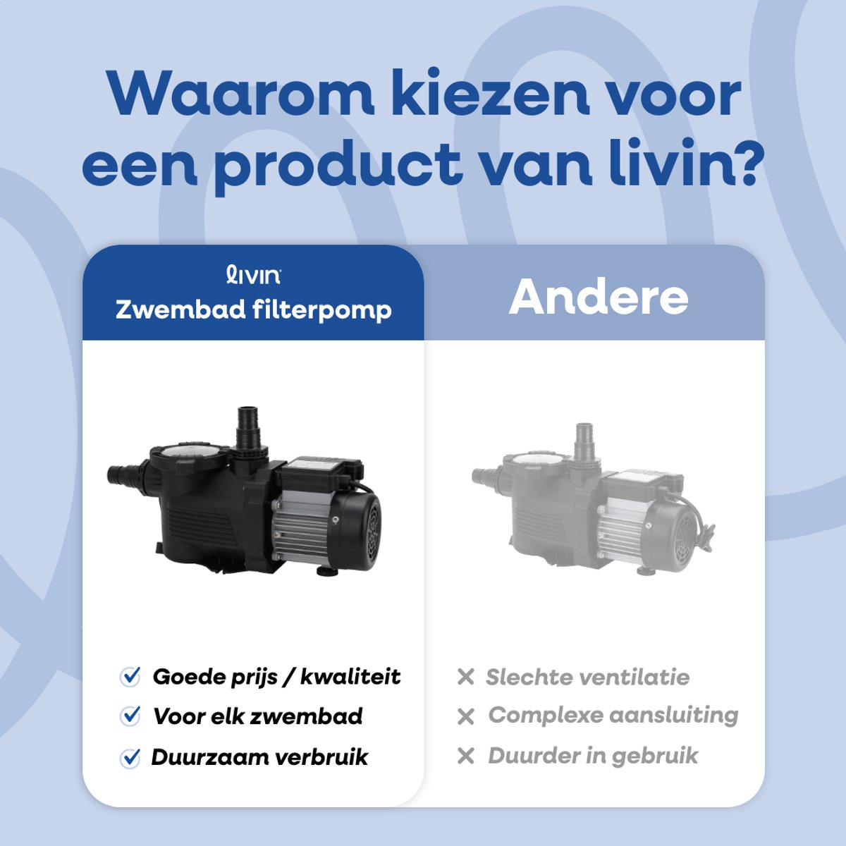 LIVIN' Zwembad filterpomp 10M3 - Zwembadpompen - Zwembadpomp - Zwembad Filterpomp - Zelfaanzuigend - Geschikt voor Intex en Bestway - 10m3 per uur - Geluidsloos - Zwart – foto 8