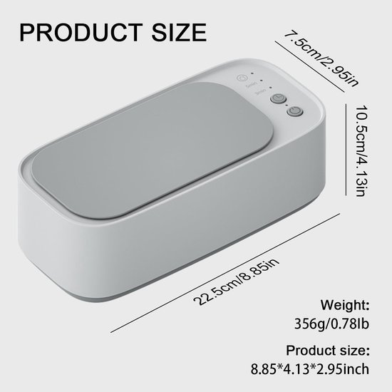 Nettoyeur à ultrasons - 45 000 kHz portable - avec minuterie pour lunettes/petites bagues, nettoyeur de bijoux - Cleaner à ultrasons - Végétal