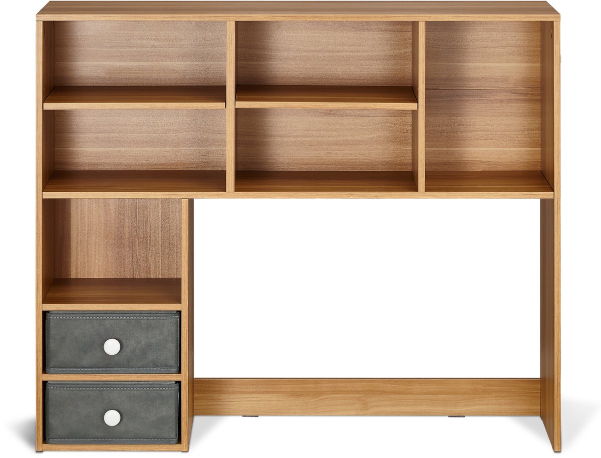 Bureaukast, Houten Opbergmeubel met 3 Verdiepingen,94 X 25,4 X 79,2 Cm, met 2 Stoffen Laden,voor Kantoor, Thuis en Op de Slaapzaal