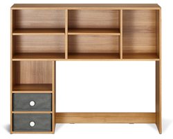 Bureaukast, Houten Opbergmeubel met 3 Verdiepingen,94 X 25,4 X 79,2 Cm, met 2 Stoffen Laden,voor Kantoor, Thuis en Op de Slaapzaal