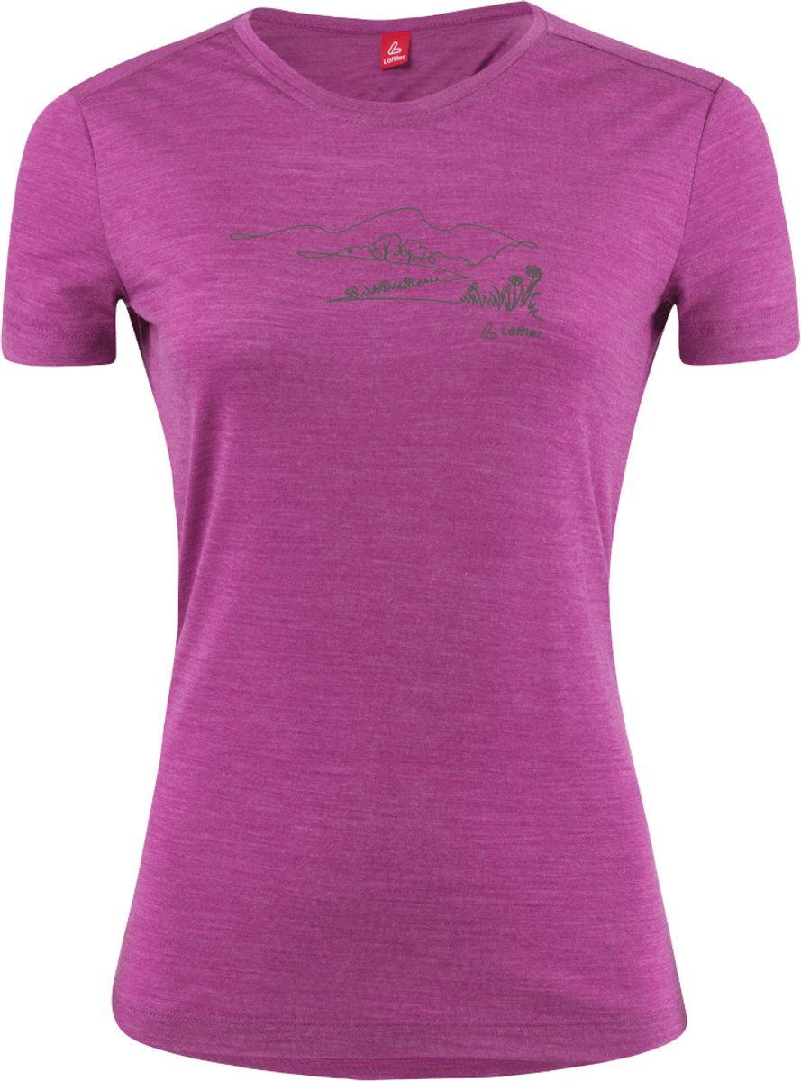 Loeffler shirt korte mouwen W Printshirt Country Merino Tencel™ Paars