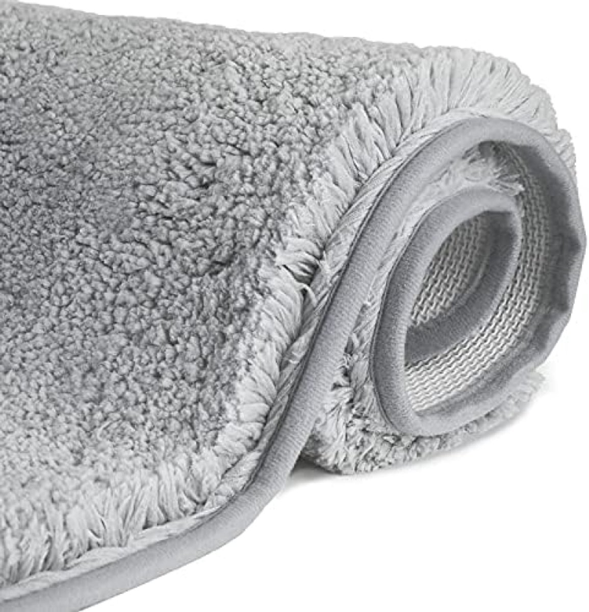 Antislip, hoogpolige badmat, machinewasbare badmat met waterabsorberende, zachte microvezels, voor badkuip, douche en badkamer - Lichtgrijs - 70x120 cm