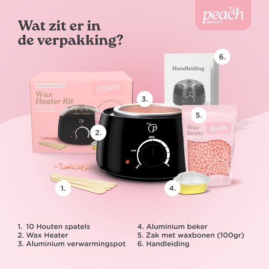 Wax Apparaat Set - Ontharingsapparaat - Incl. Wax Bonen - Wax Heater - 100ml - Zwart - Peach Beauty
