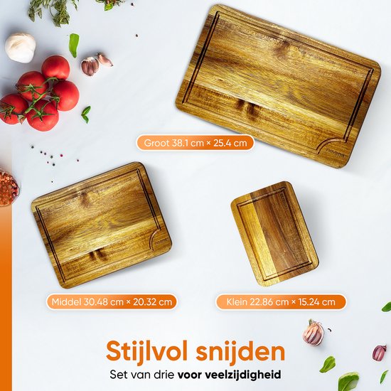 Ensemble de planches à découper Nevana - Planches à découper en bois d'acacia - Planches de cuisine -
