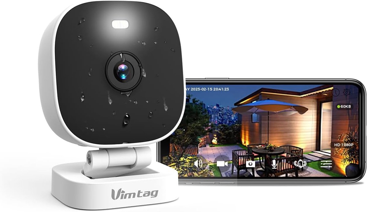 Buitencamera met Nachtzicht, Bewegingsalarm en 2-Weg Audio - Waterdichte 1080p Wifi Beveiligingscamera