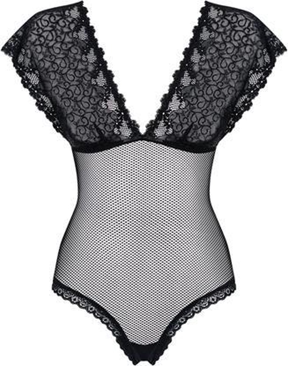 Obsessive Body met Mouwtjes - Erotische Body - Maat S/M - Zwart