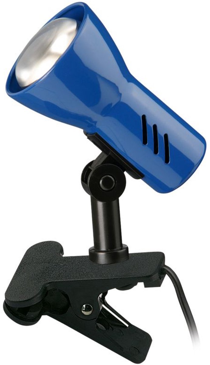 BRILONER - Klemlamp - bureaulamp met E14 fitting - met aan- en uitschakelaar - blauw