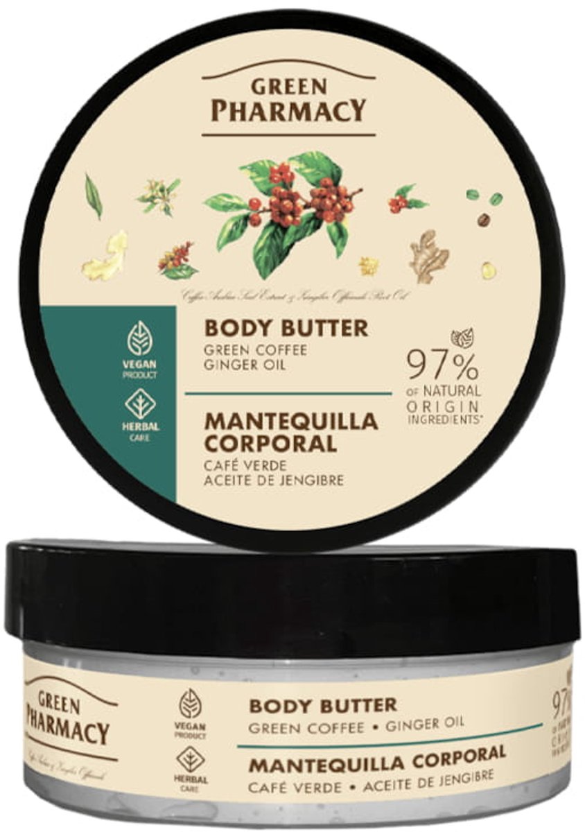 Biologische vestigende lichaam Butter Groene Koffie en Gemberolie - strakke huid 200ml