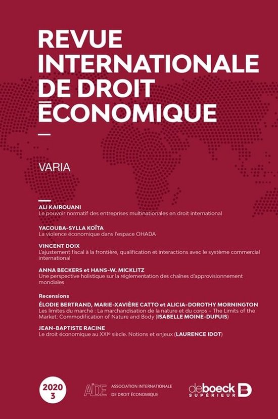 Revue internationale de droit économique - cover