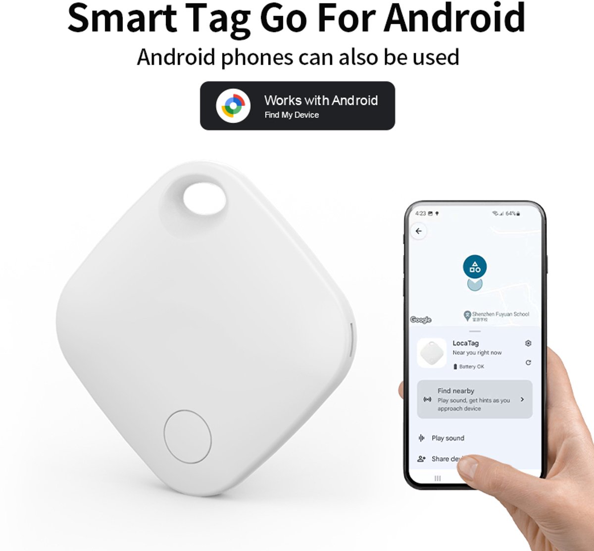 Smart Tracker Android Tag, GPS-tracker met Google's Find Hub