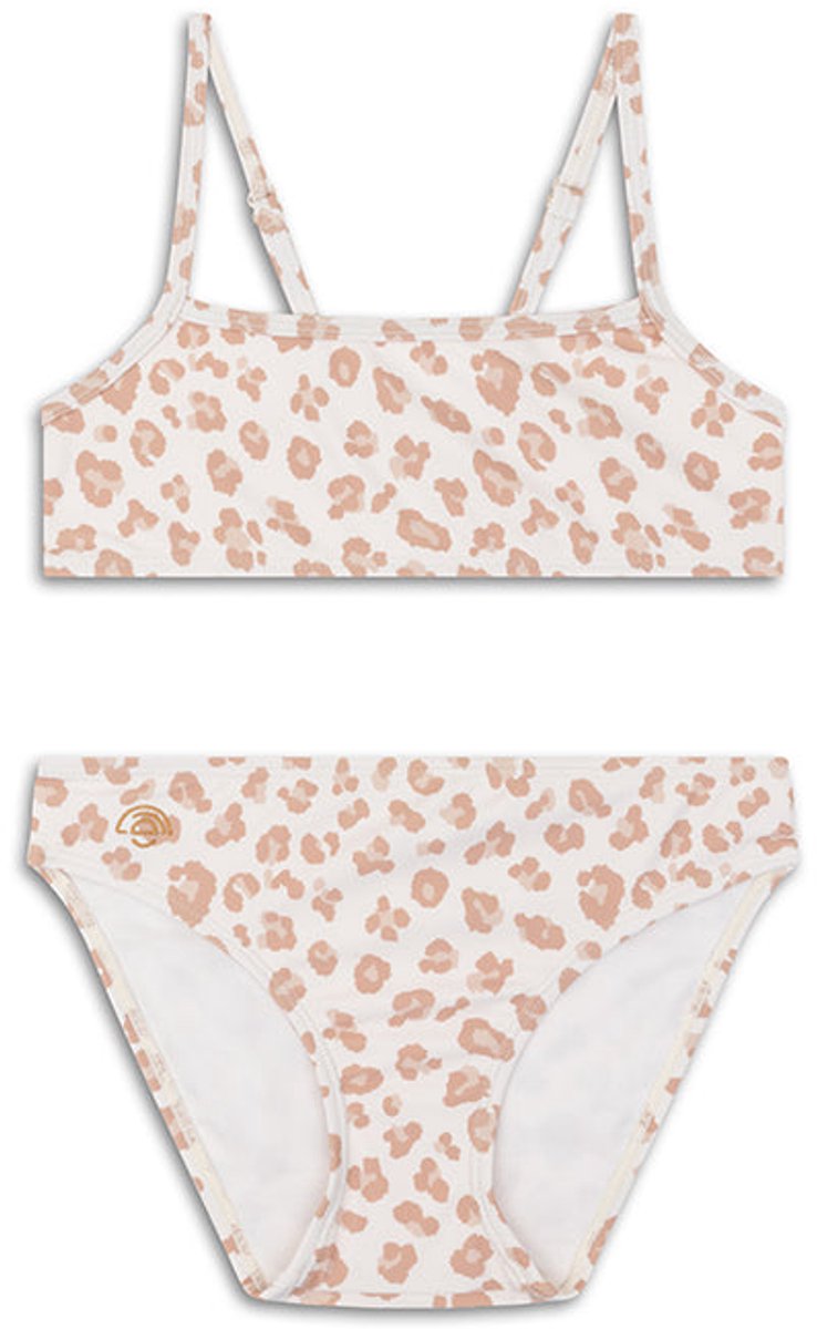 Swim Essentials | Beige Panterprint Meisjes UV Bikini - Maat 134/140