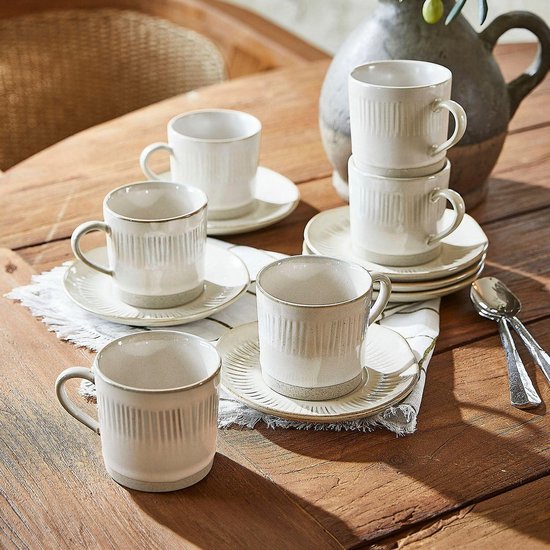LOBERON Kopje met schoteltje set van 6 Périers beige | bol