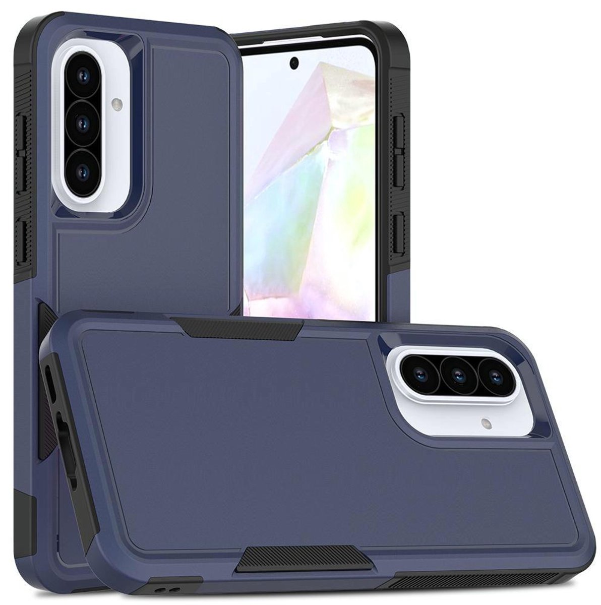 Mobigear Hoesje geschikt voor Samsung Galaxy A56 Telefoonhoesje Hardcase | Mobigear Heavy Armor Backcover Shockproof | Schokbestendig Galaxy A56 Telefoonhoesje | Anti Shock Proof - Donkerblauw