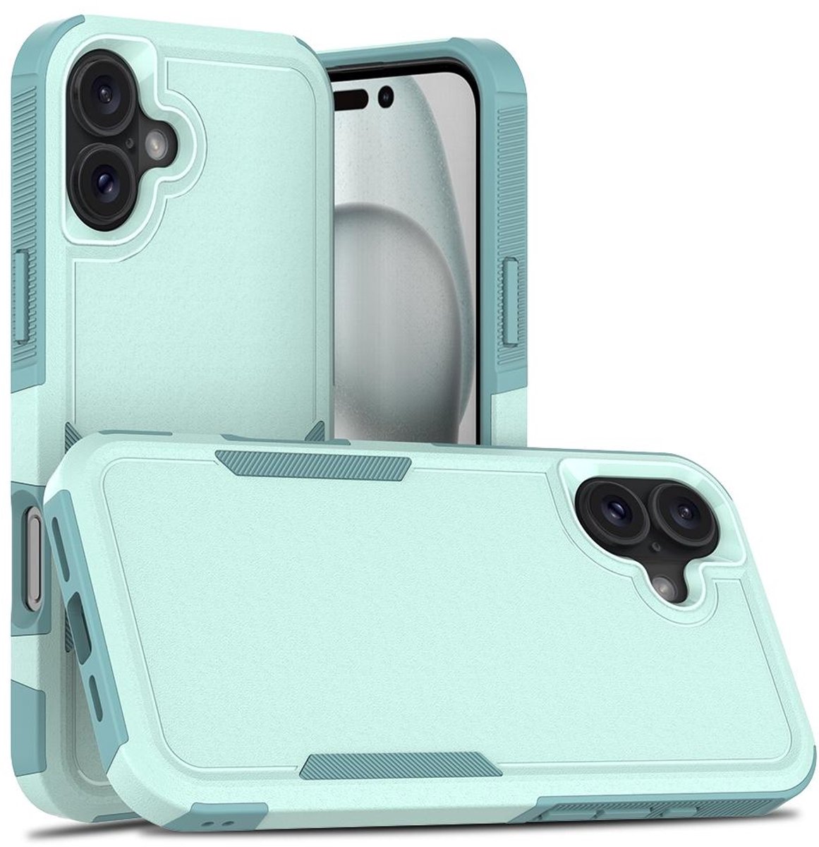 Mobigear Hoesje geschikt voor Apple iPhone 16 Plus Telefoonhoesje Hardcase | Mobigear Heavy Armor Backcover Shockproof | Schokbestendig iPhone 16 Plus Telefoonhoesje | Anti Shock Proof - Groen