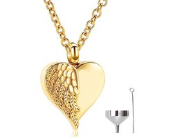 Luxe Ashanger - met Ketting (55 cm) - Voor As, Haren of Parfum - Assieraad - As Ketting - Gedenksieraad - Urn - As Hanger - Incl. As vuller en Opbergzakje - Gold Wings