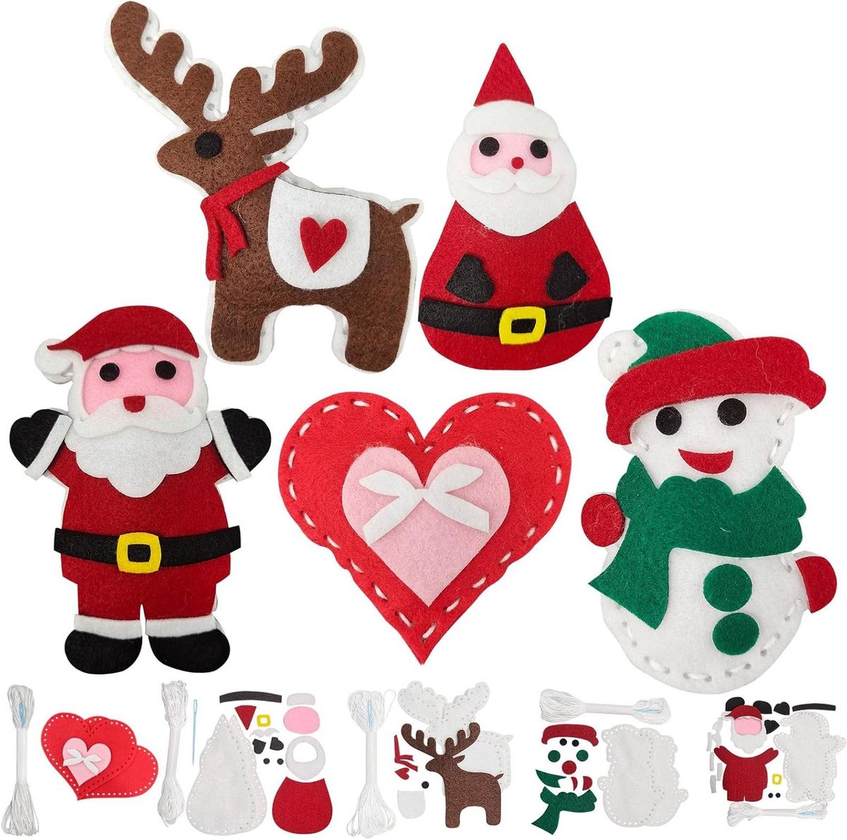 Naaikit voor kinderen - Knutselen voor meisjes - Origineel cadeau-idee voor meisjes - Kerst en verjaardagscadeau met hert en sneeuwpop