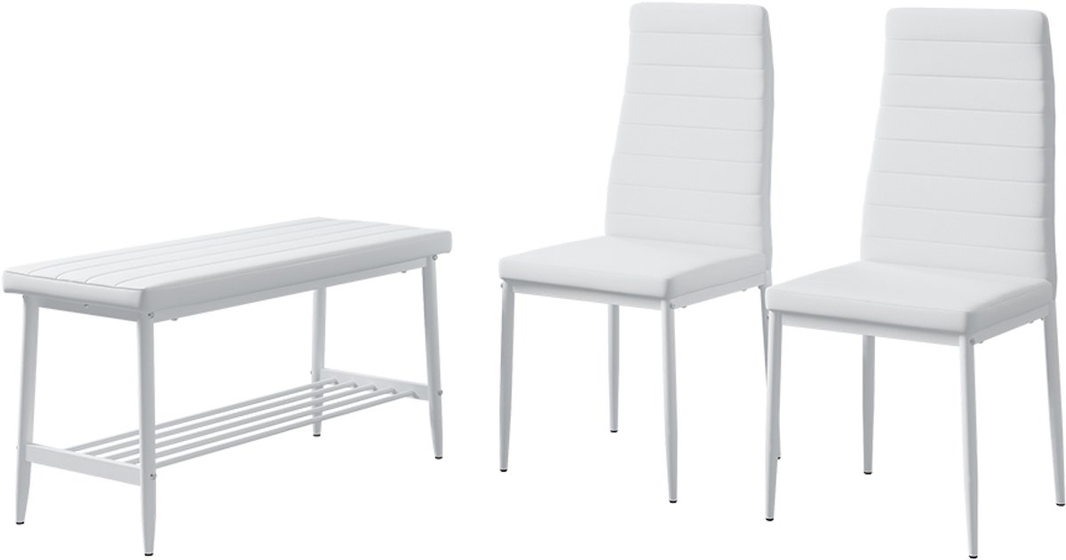 Vicco Grand Bank en stoel – 85 x 46.5 cm 3-delige set Wit
