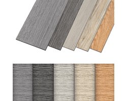 NAIZY PVC vloeren zelfklevende 36 stuks lijm tegels vinyl vloer Waterdichte anti-slip selecteerbare laminaat vloeren, voor keuken woonkamer badkamer (1817-9, 5㎡)