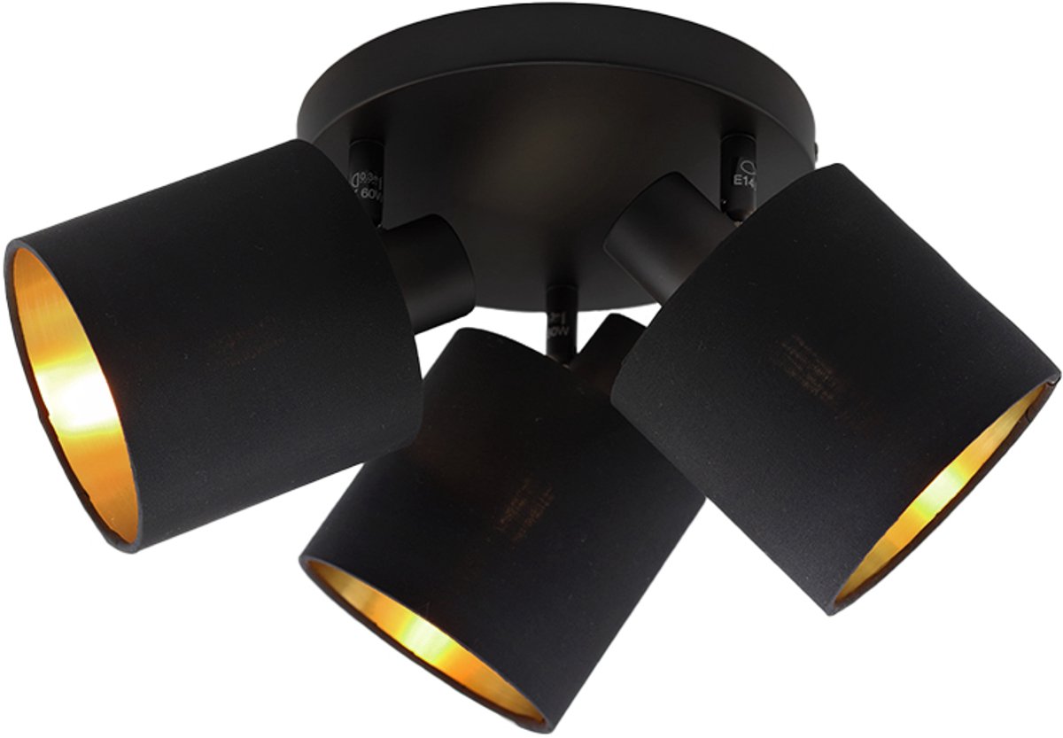 Olucia - KOGE - Plafondlamp - Zwart - 3L - Vorm: Rond