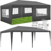 tectake® Paviljoen Novara - Partytent 3x6 m - Waterdicht Zeildoek met 5 Verwijderbare Zijpanelen - Weerbestendig Tuinpaviljoen - Inclusief Spanlijnen en Haringen - Grijs