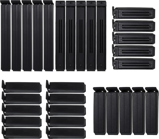 Foto: 30 voedselzakklemmen vershoudclips vershoudzaksluiter zaksluit clips 10stuks 11cm clips en 20stuks 6cm clips voor afsluiten voedsel en chipszakjes snackclipje sluitclips vershoud knijper
