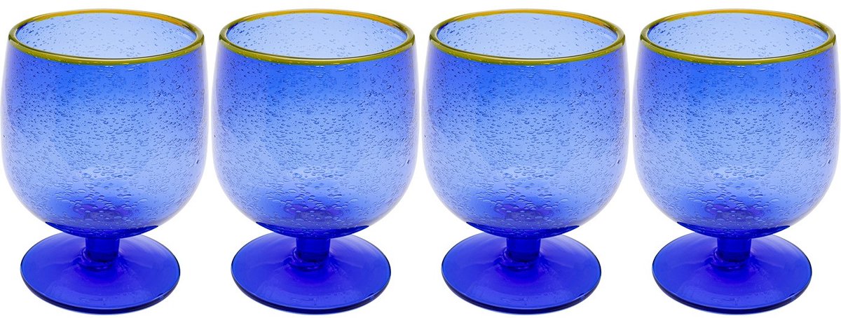 Wijinglazen Bubbles blauw (4/set) Kare Design