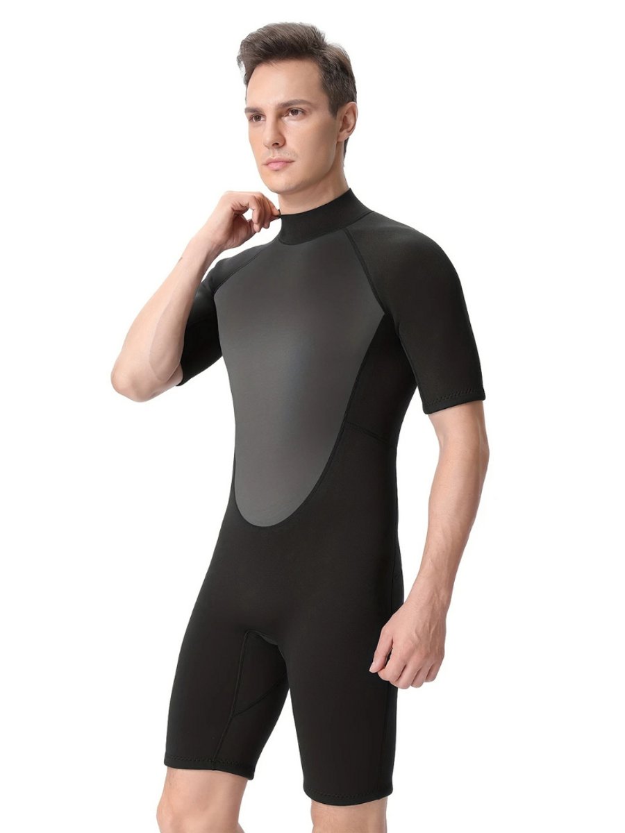Nivard Wetsuit Heren Swimsuit Shorty Surfpak Duikpak Lange Mouw Zwemsuit Zwart