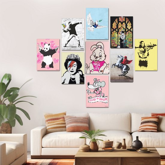 Banksy Graffiti - Canvas Schilderij 32x45 cm - Schilderijen Woonkamer