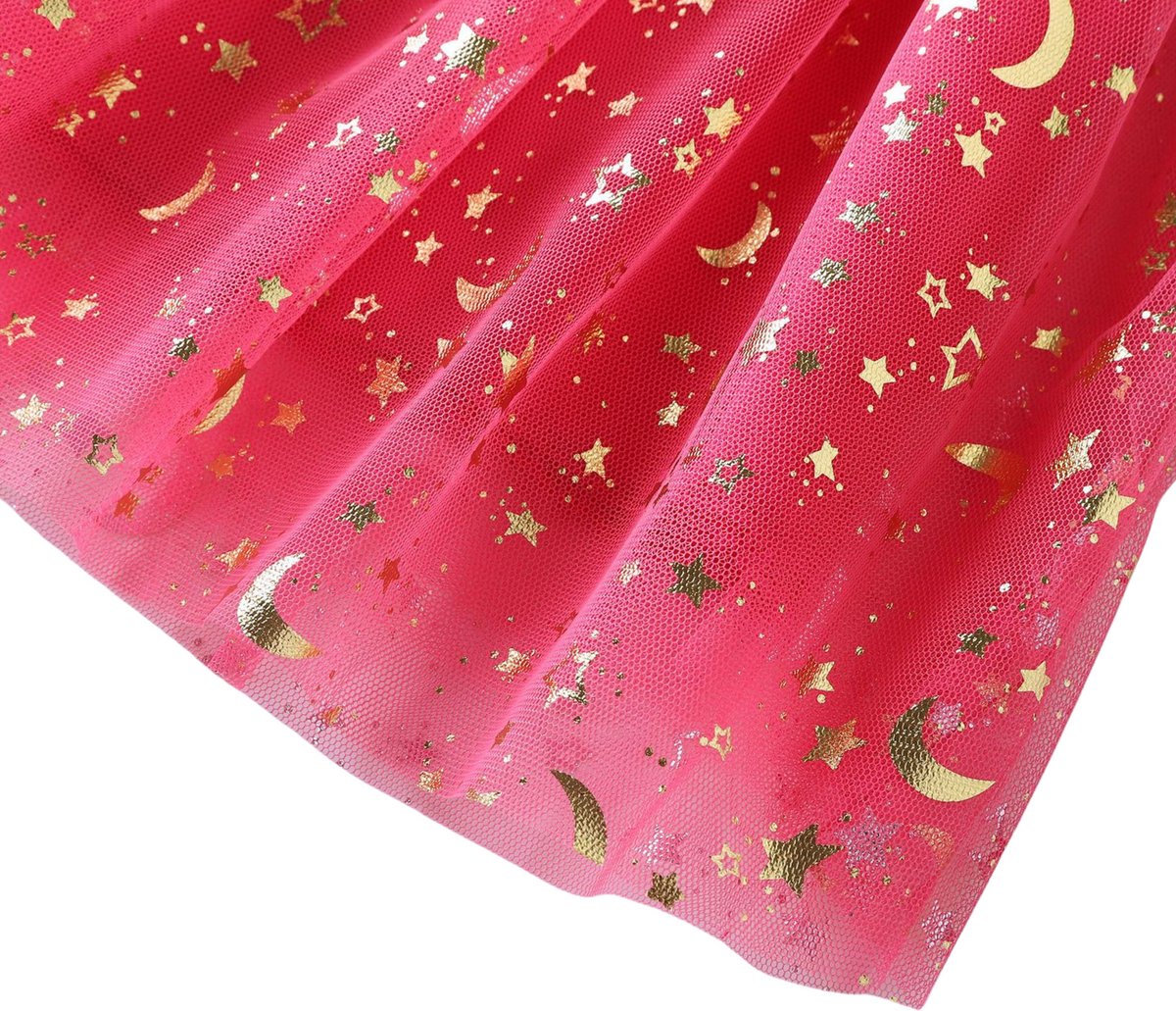 Joya Kids® Unicorn Verkleedjurk Meisjes | Hard Roze Jurkje met Lange Mouwen & Tule Rok | Comfortabele Prinsessenjurk voor Kinderen | T-shirt Stof | Prinsessenjurk meisje | | — afbeelding 7
