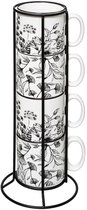 Tasses en céramique avec fond FLORAL, 240 ml, lot de 4