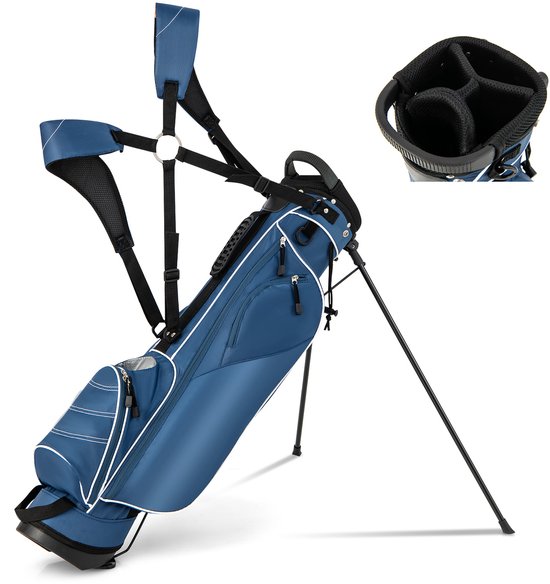Sac de golf Costway, sac de golf avec pieds, housse de pluie et 4 compartiments, sac de transport portable avec corps principal et sangle de transport, sac de golf léger pour hommes et femmes